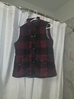 Thread & Supply Burgundy and Black Buffalo Plaid Quilted Vest